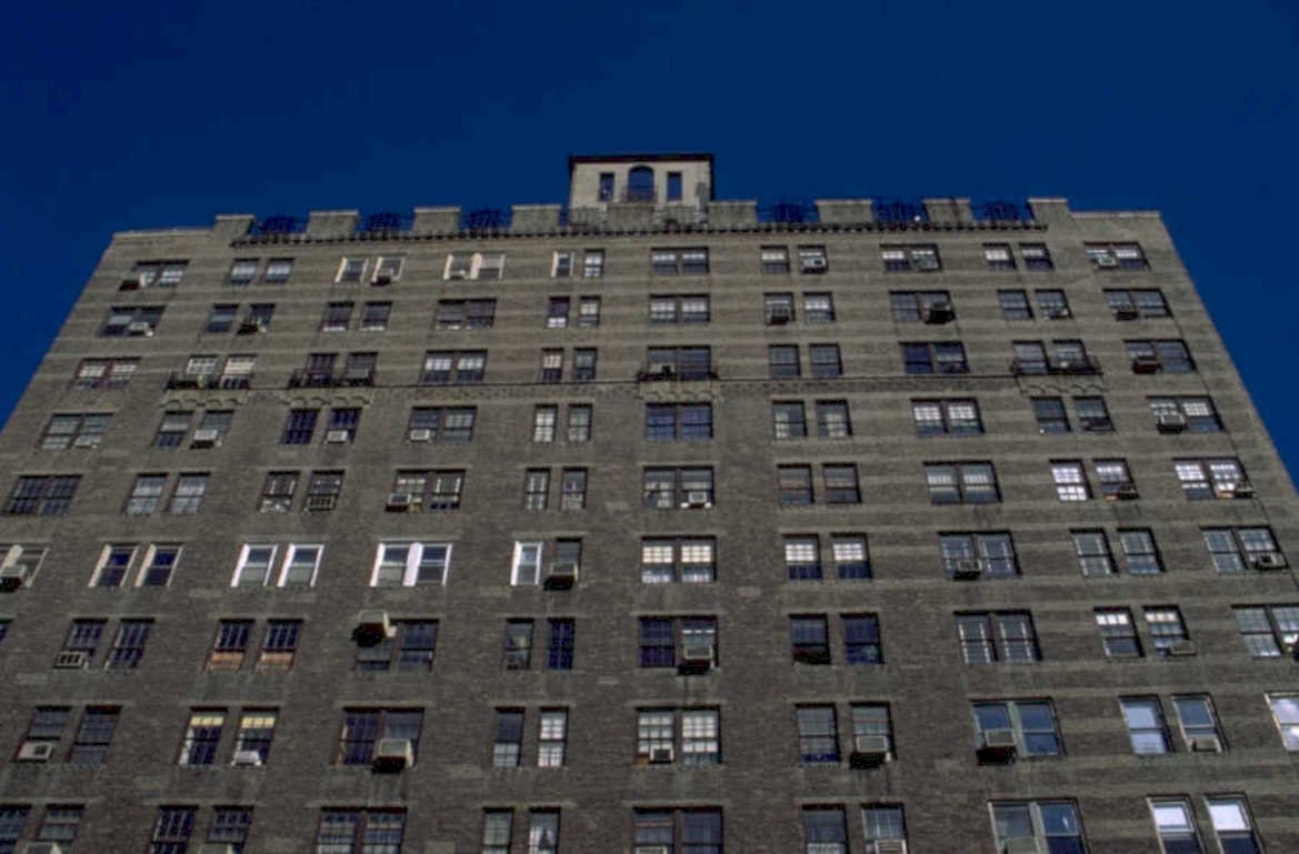 grey brick building 1980s 1990s A4 Photo Print