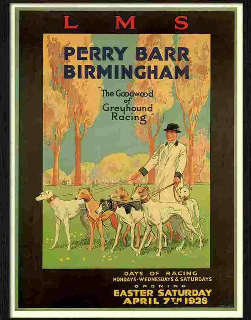 greyhound racing perry barr birmingham lms railway travel poster 1928 Advert A4 Photo Print