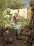 grig Old Woman Darning Art A4 Photo Print