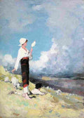 grig Peasant Woman with flock of Sheep Muscelului Valley Art A4 Photo Print
