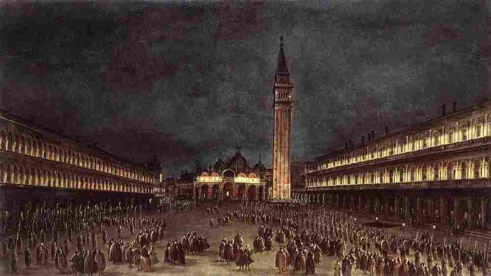 gua Nighttime Procession in Piazza San Marco Art A4 Photo Print