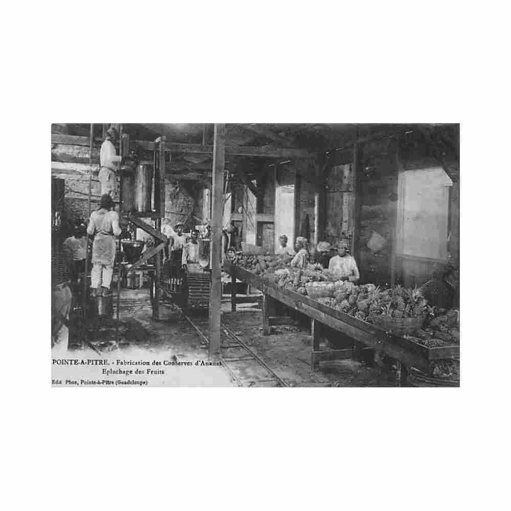 guadeloupe pointe a pitre fabrication des conserves d ananas epluchage des fruits ed phos Vintage A4 Photo Print