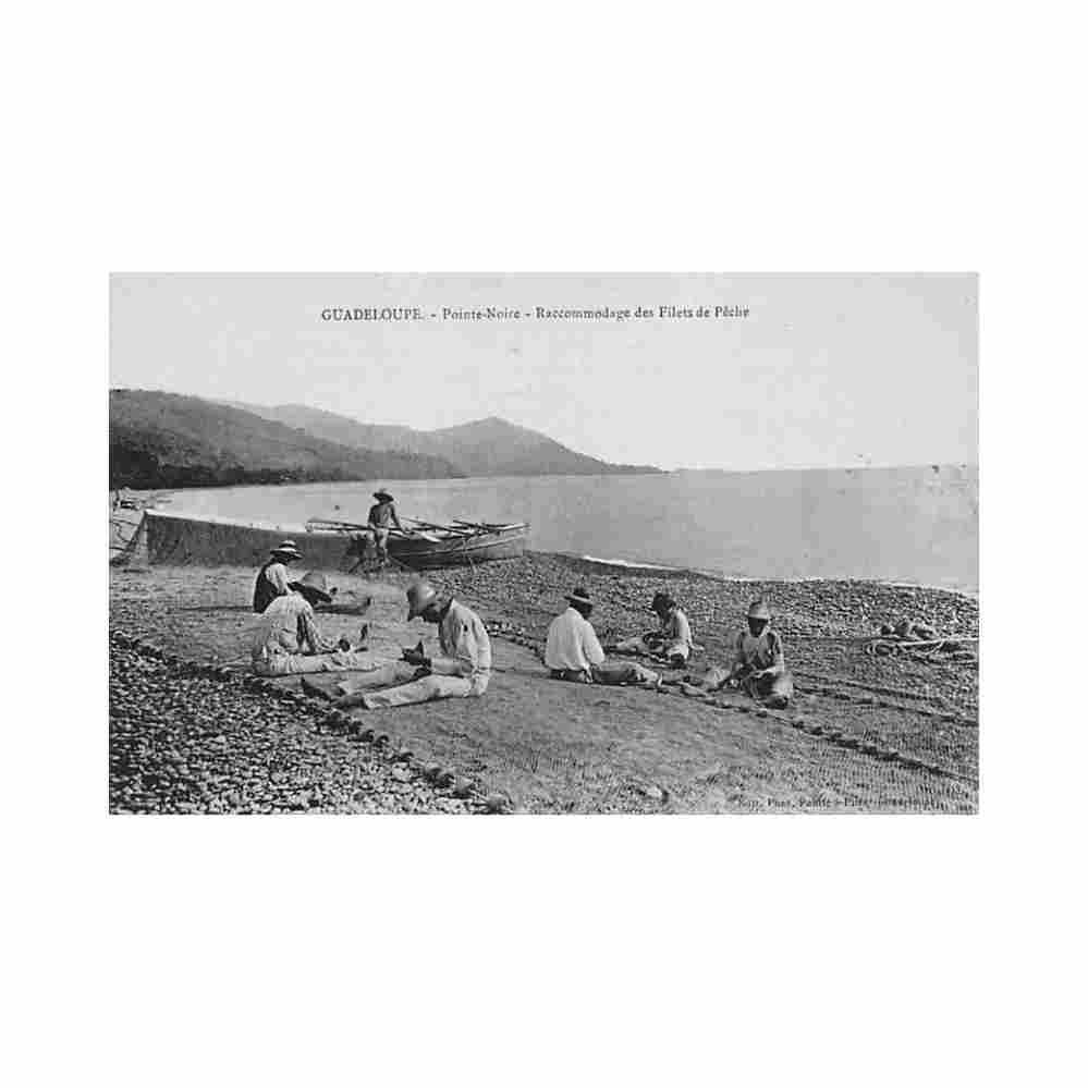 guadeloupe pointe noire raccommodage des filets de peche ed phos Vintage A4 Photo Print