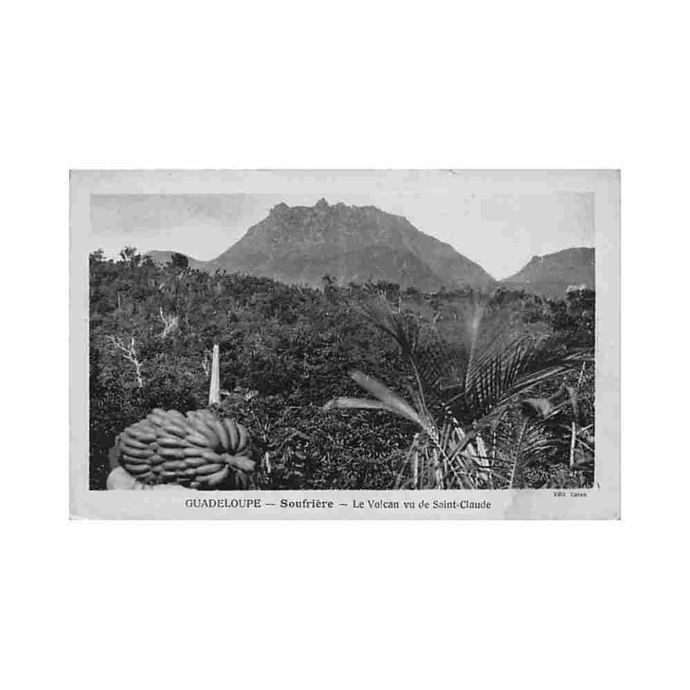 guadeloupe soufriere le volcan vu de saint claude ed catan Vintage A4 Photo Print