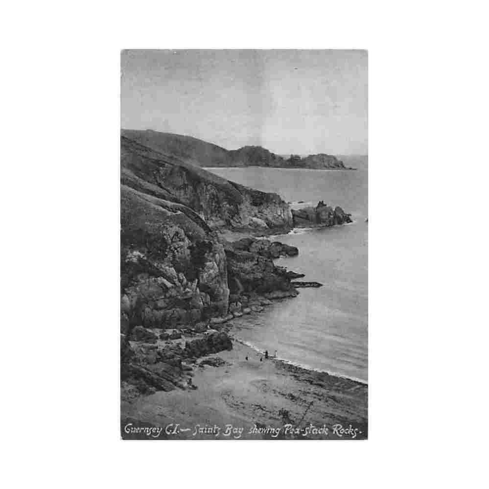guernsey saint bay showing pea stack rocks philco 4598 4 Vintage A4 Photo Print