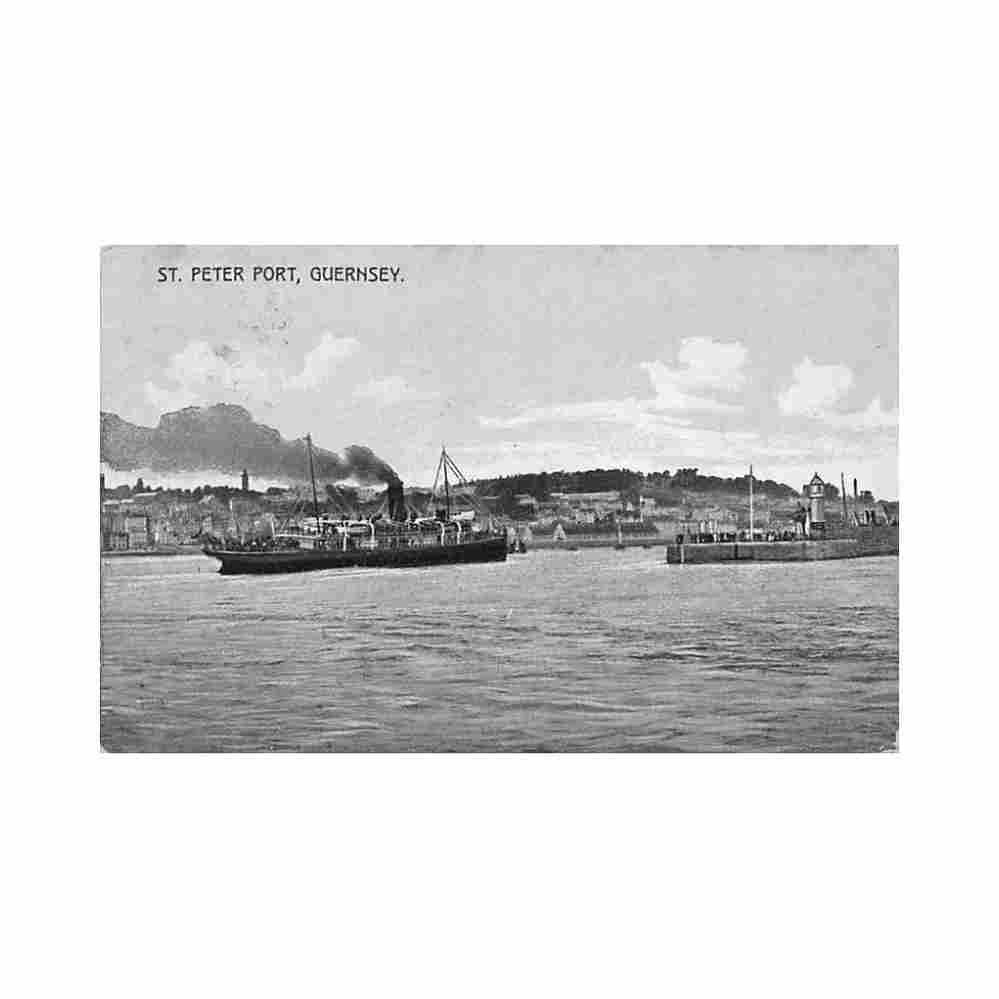 guernsey st peter port general view from the sea a le cheminant Vintage A4 Photo Print