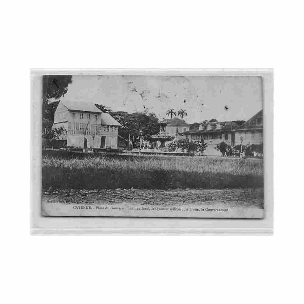 guyane cayenne place du gouvernement carte decollee ed hudon freres Vintage A4 Photo Print