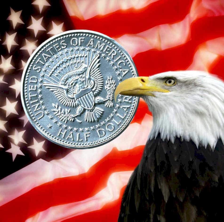 half dollar eagle Flags1980s A4 Photo Print