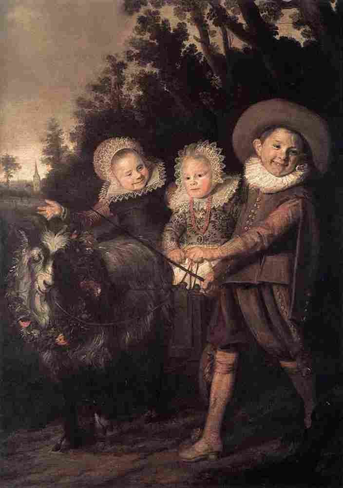 hals Three Children with a Goat Cart Art A4 Photo Print