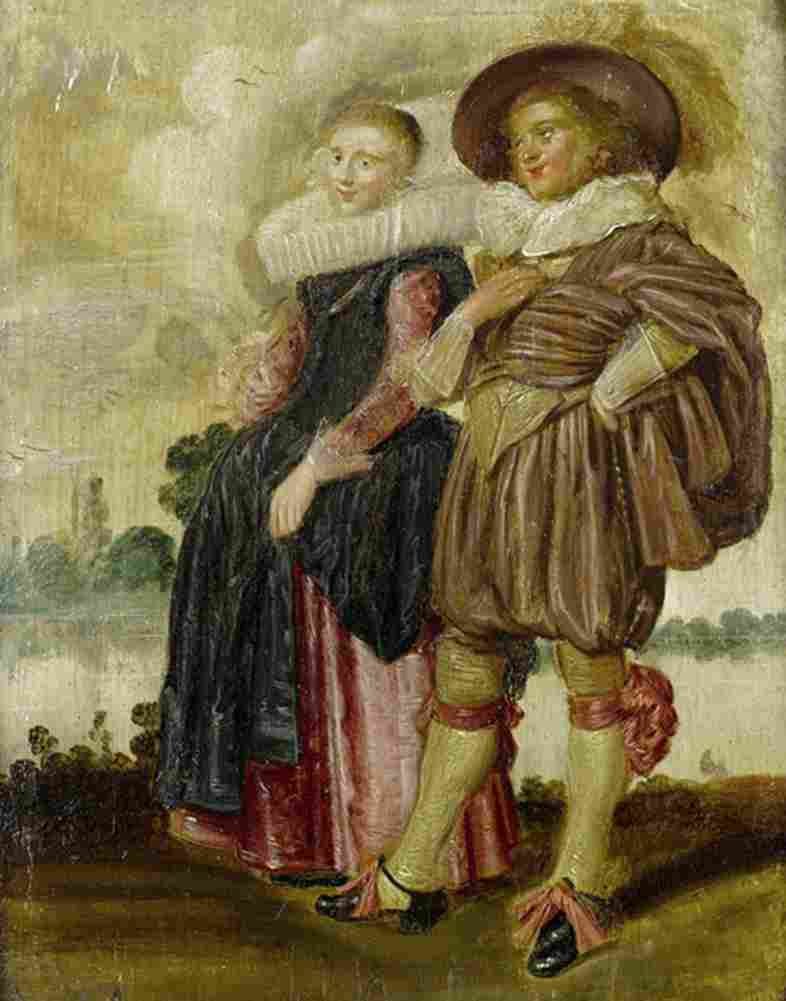 hals dirck elegant couple in a landscape Art A4 Photo Print