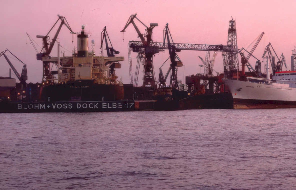 hamburg cargo ships Vintage A4 Photo Print