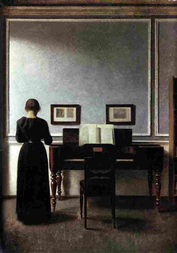 hammer Interior with Piano and Woman in Black Art A4 Photo Print