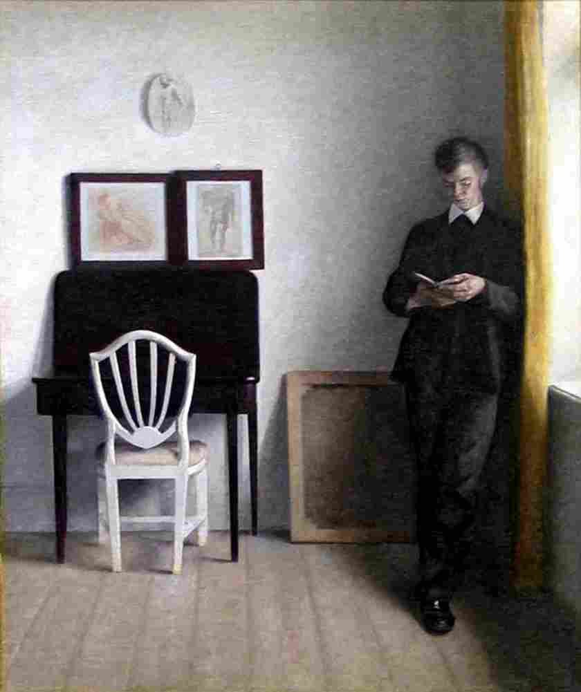 hammer Interior with Young Man Reading Art A4 Photo Print