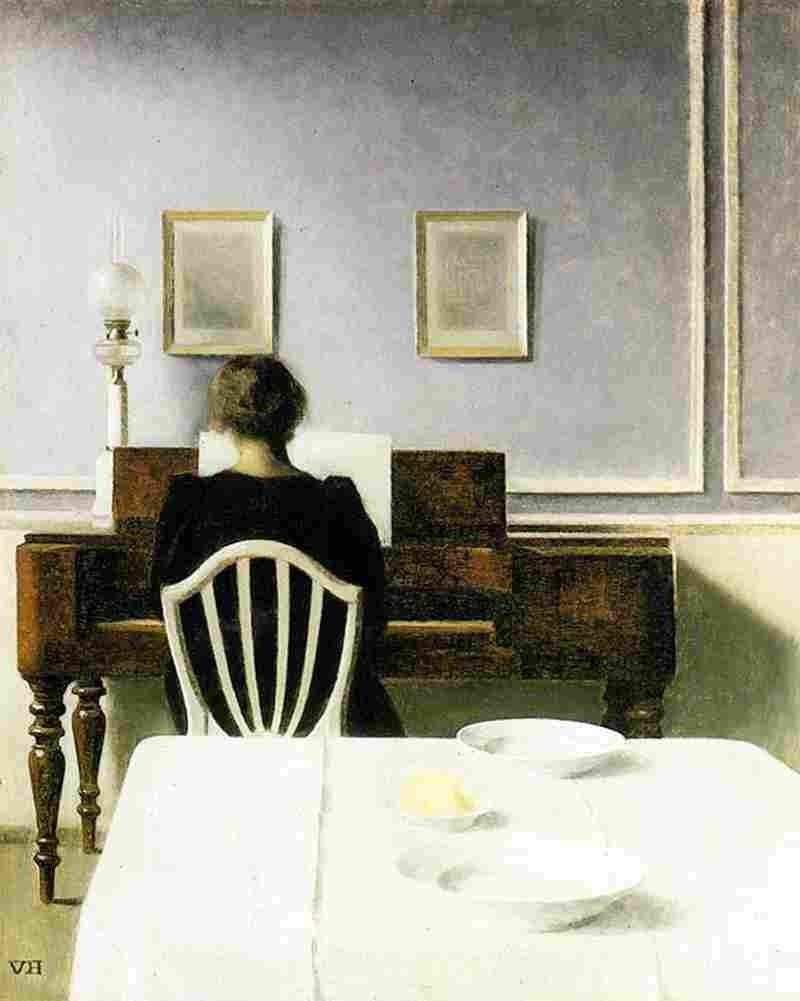 hammer Interior with a Girl at the Clavier Art A4 Photo Print