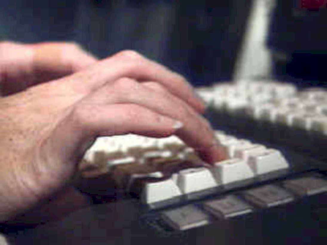 hands keyboard typing1980s 1990s A4 Photo Print