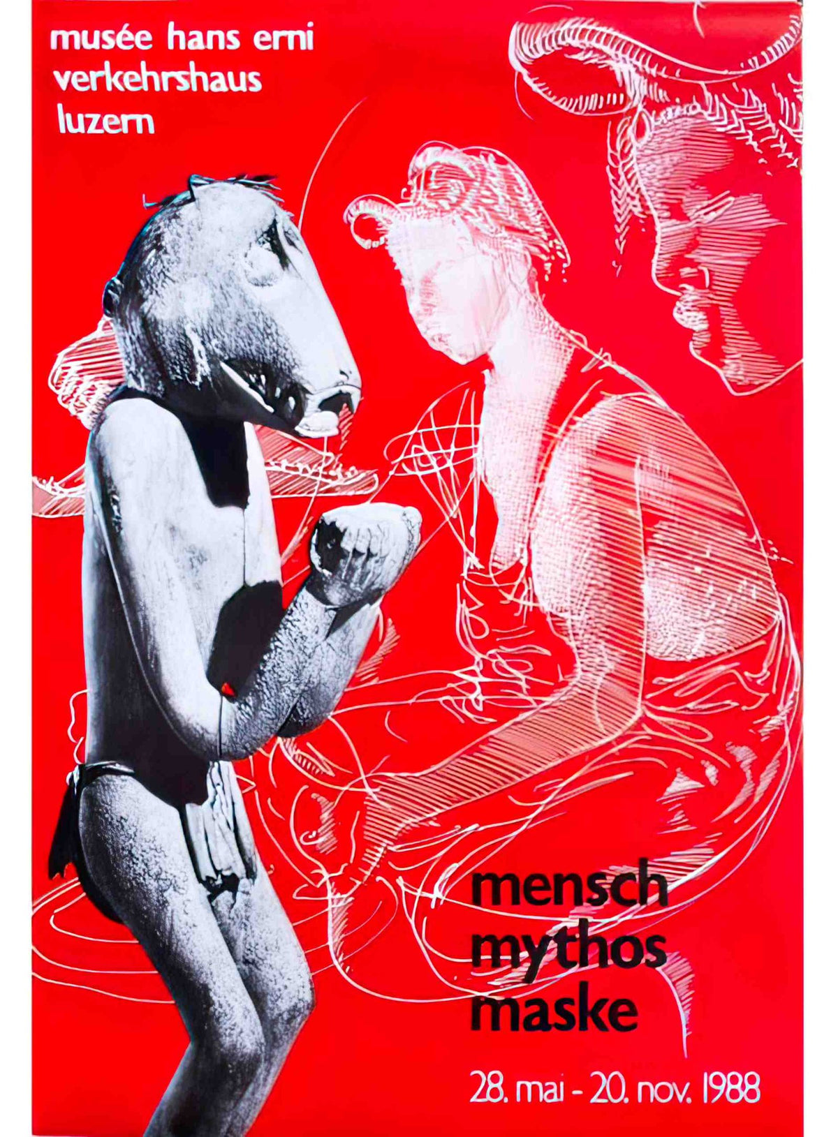 hans erni mensch mythos mask 1988 10 Advert A4 Photo Print