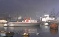 harbor boats fog Vintage A4 Photo Print