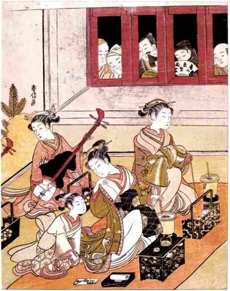 harunobo Courtesans in Public View Art A4 Photo Print