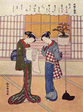 harunobo Two Girls on a Porch Art A4 Photo Print