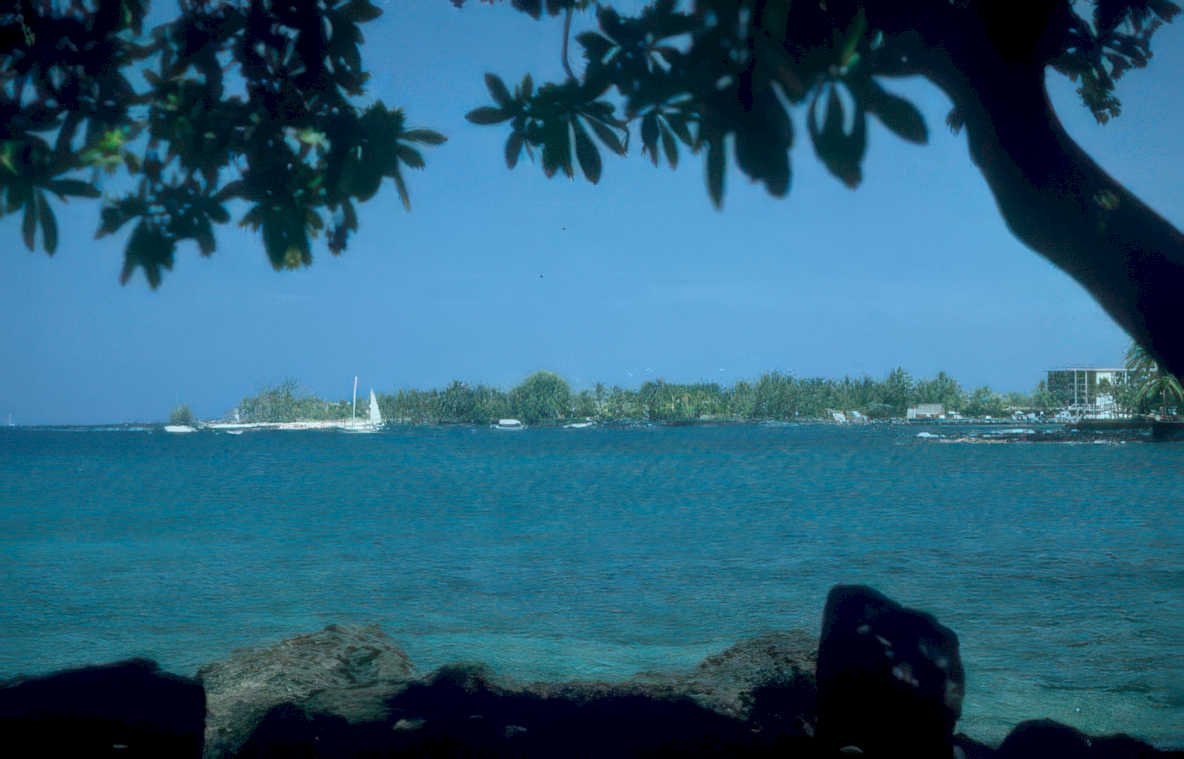 hawaii beach sailboats Vintage A4 Photo Print