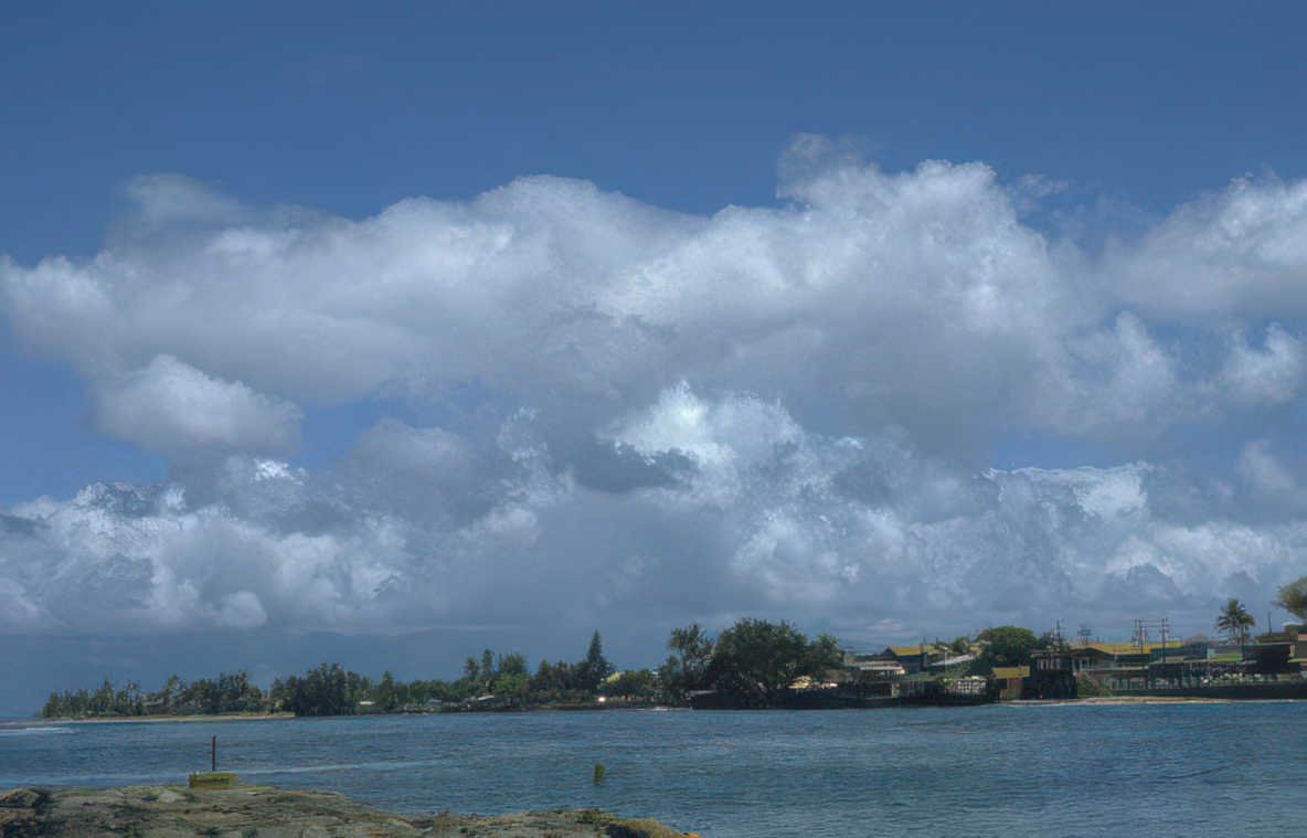 hawaii coast clouds Vintage A4 Photo Print