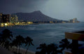 hawaii nightscape waikiki Vintage A4 Photo Print