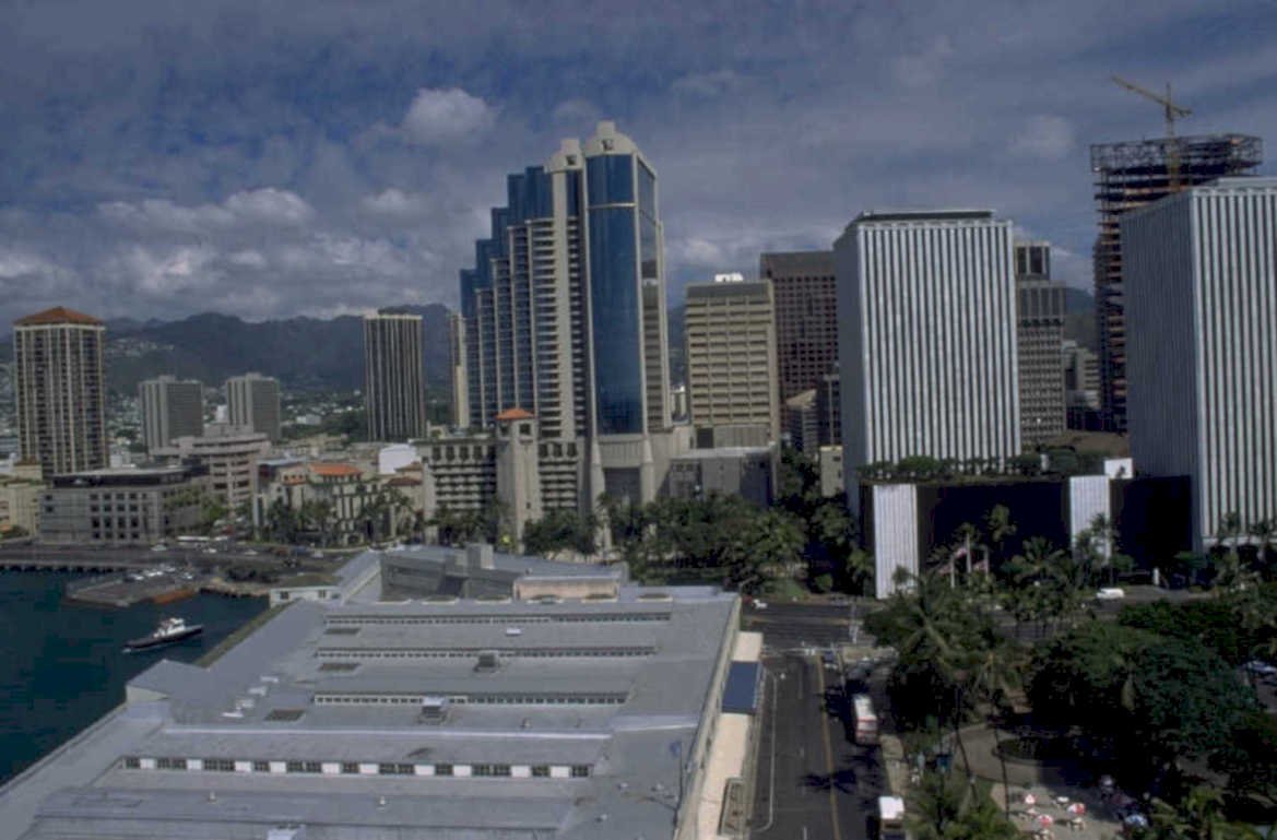 hawaii skyline honolulu 1980s 1990s A4 Photo Print