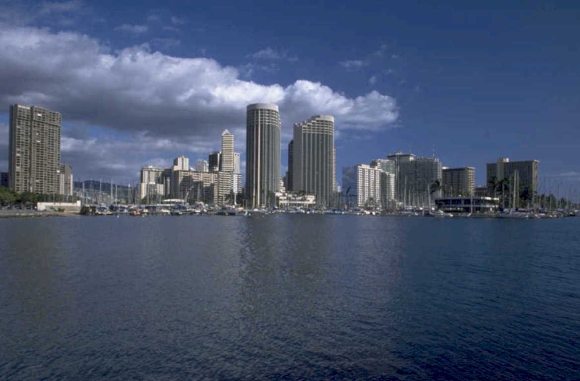 hawaii skyline waikiki 1 1980s 1990s A4 Photo Print
