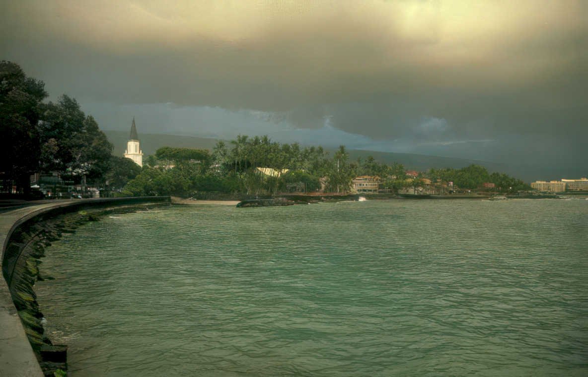 hawaii sunset beach Vintage A4 Photo Print