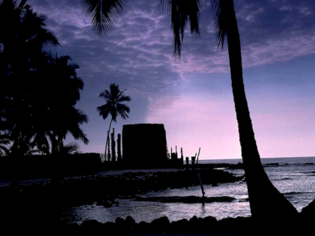 hawaii temple sunset1980s 1990s A4 Photo Print