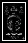 headphones patent print black A4 Photo Print