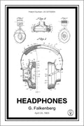 headphones patent print white A4 Photo Print