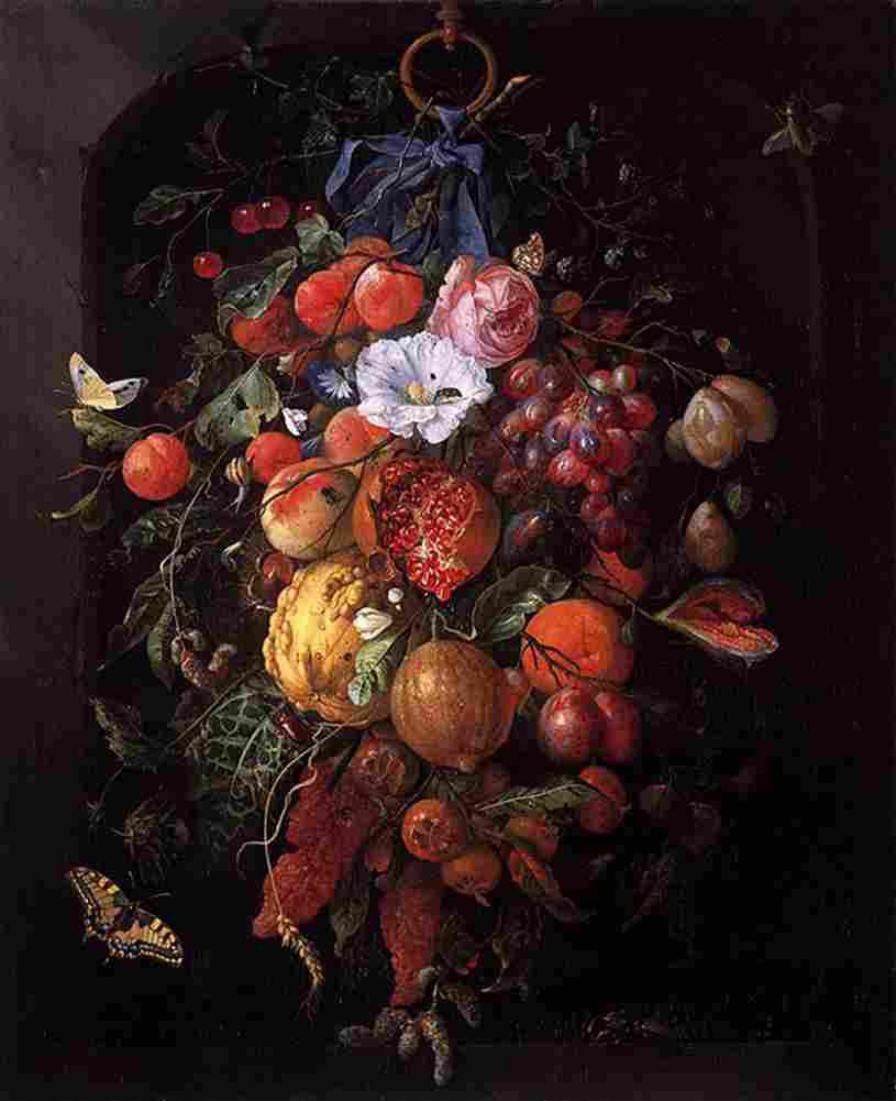 heem Festoon of Fruit and Flowers Art A4 Photo Print