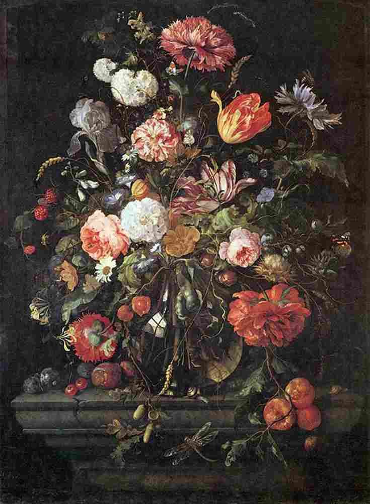 heem Flowers in Glass and Fruits Art A4 Photo Print