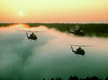 helicopter formation sunrise1980s 1990s A4 Photo Print