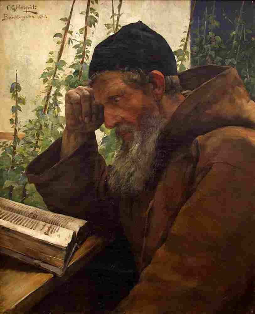 hell Monk at Bible Study Art A4 Photo Print