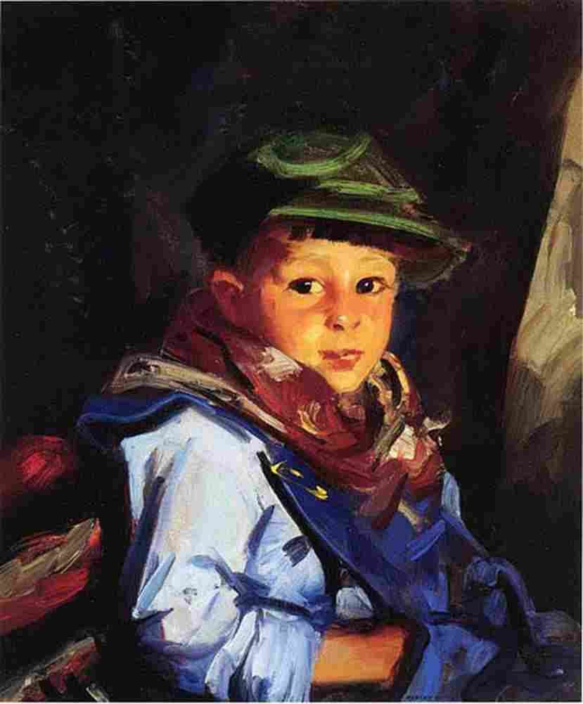 hen Boy with Green Cap Art A4 Photo Print
