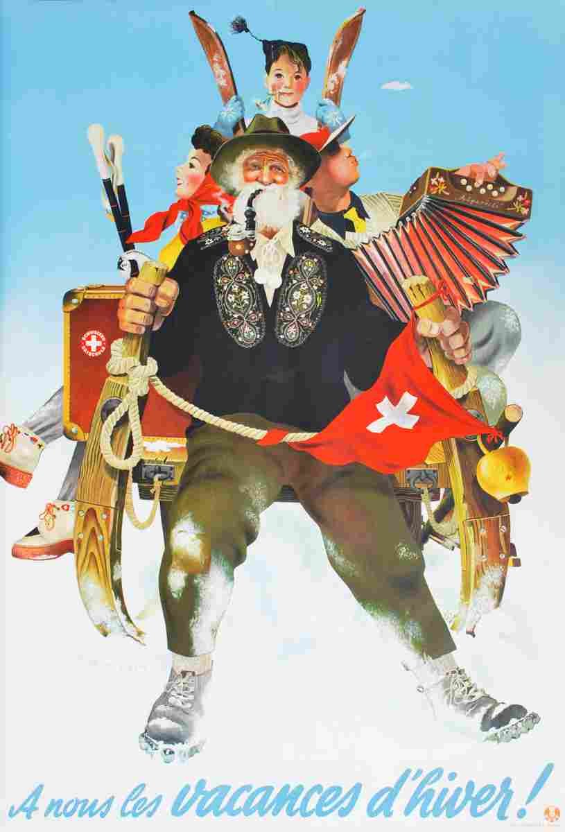 herbert leupin a nous les vacances d hiver 1940 4 Advert A4 Photo Print