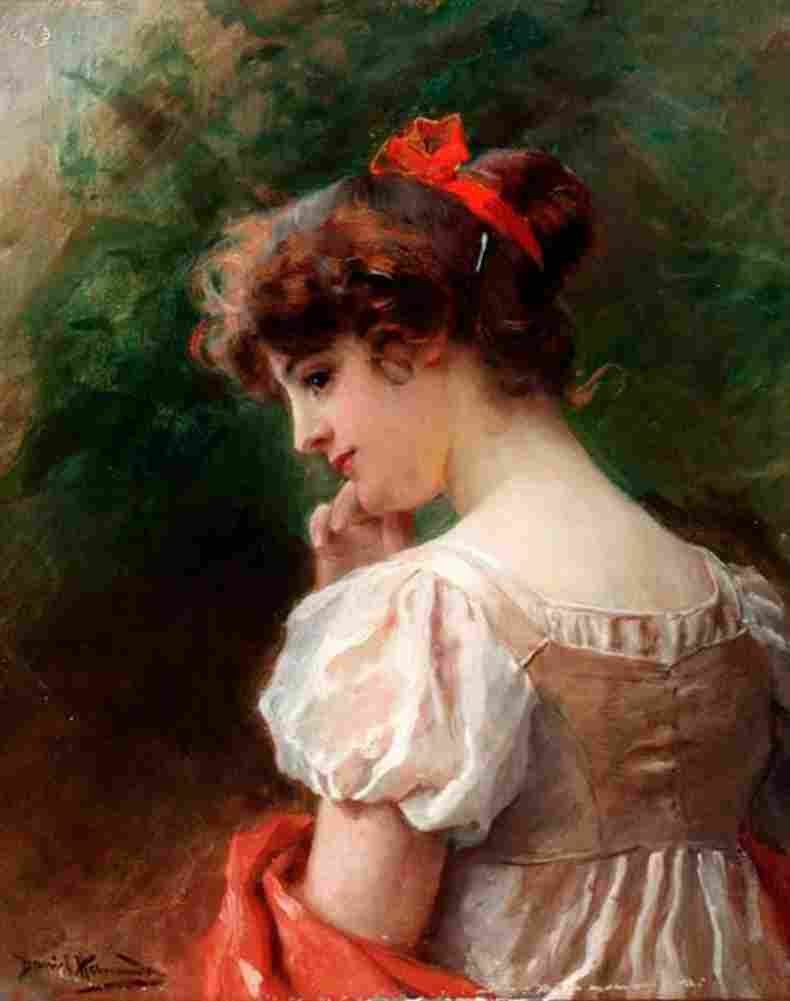 hernandez girl with a red ribbon Art A4 Photo Print