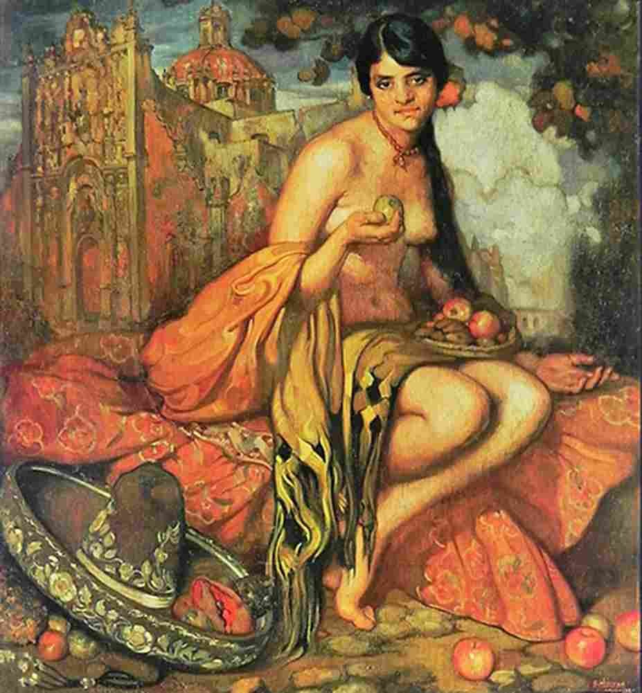 herran woman with fruit Art A4 Photo Print