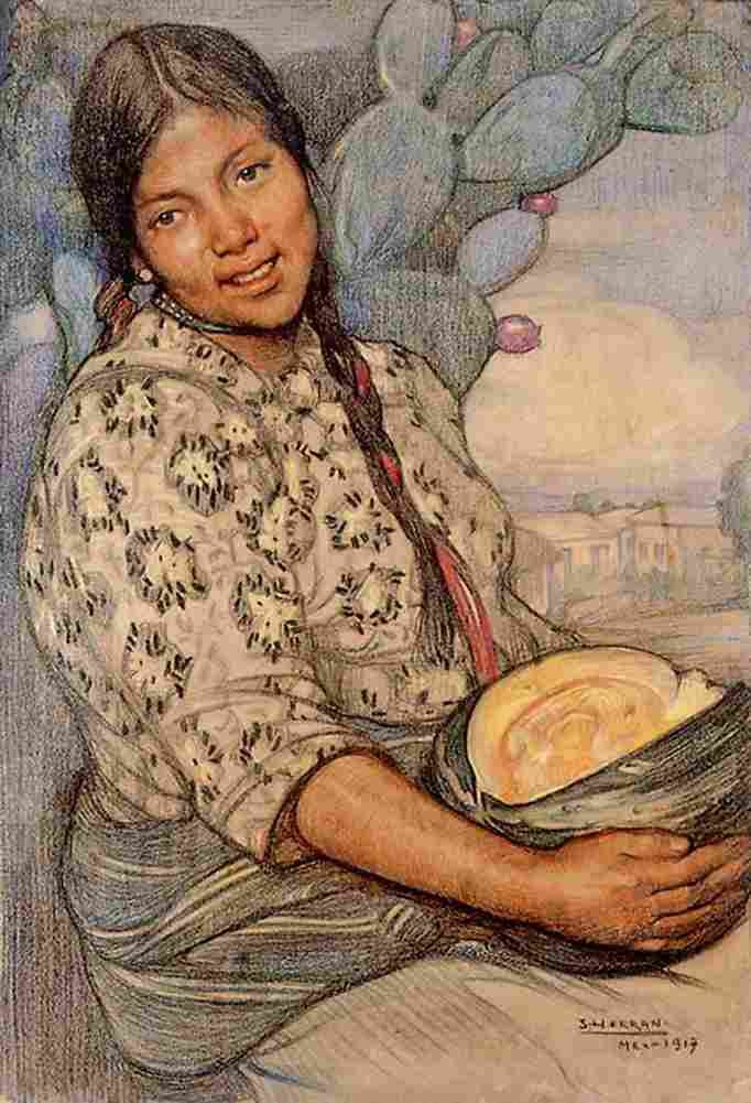 herran woman with pumpkin Art A4 Photo Print