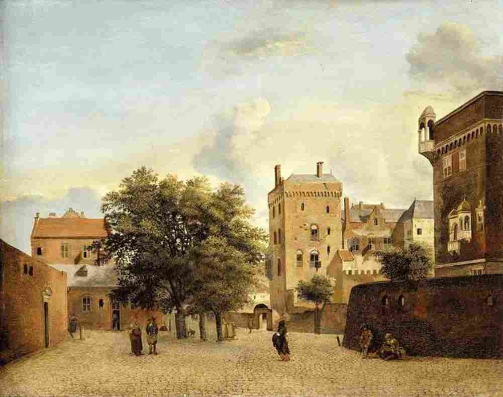 heyden van der jan a small town square Art A4 Photo Print