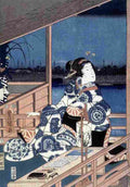 hiroshige Moonlight View of Tsukuda with Lady on a Balcony Art A4 Photo Print