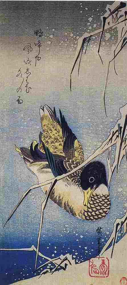 hiroshige Reeds in the Snow with a Wild Duck Art A4 Photo Print