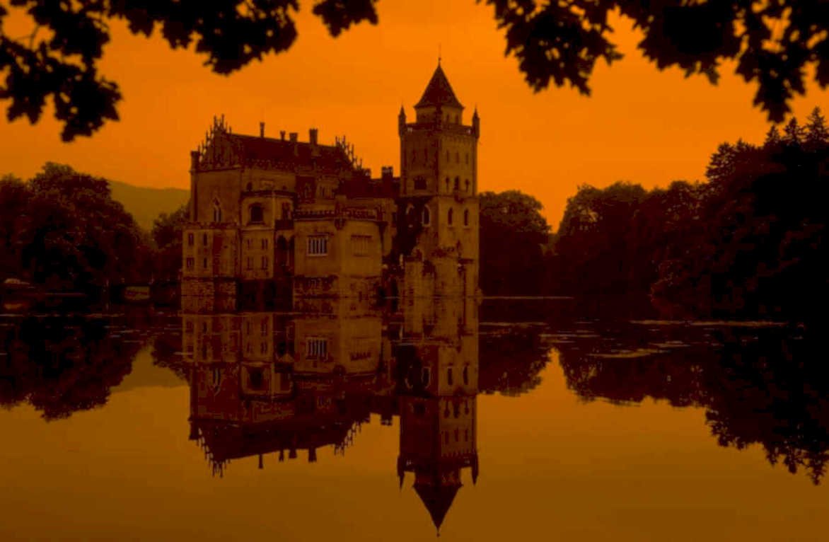 hluboka castle reflection 1980s 1990s A4 Photo Print
