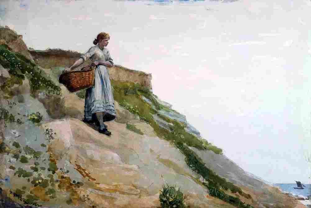 hom Girl Carrying a Basket Art A4 Photo Print