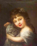 honeE Girl with a Cat Art A4 Photo Print