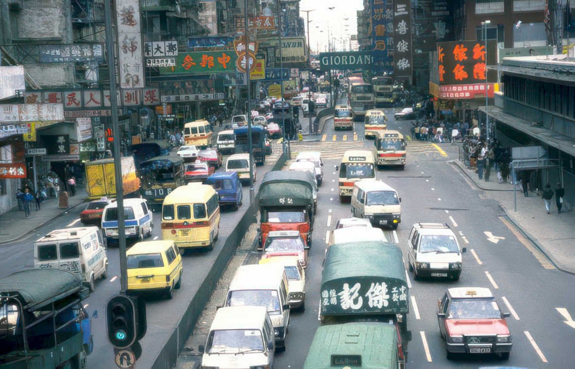 hong kong traffic Vintage A4 Photo Print