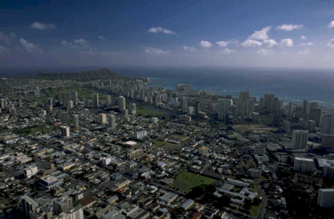 honolulu downtown aerial 1980s 1990s A4 Photo Print