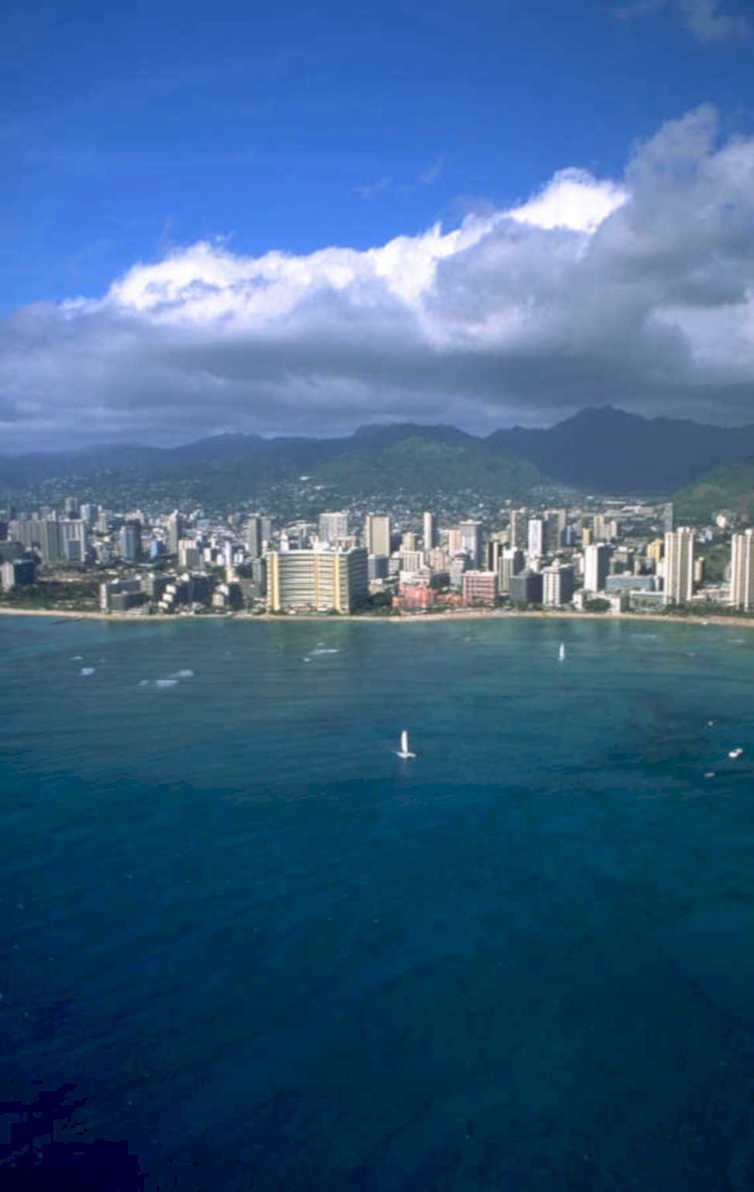 honolulu skyline 1998 1980s 1990s A4 Photo Print